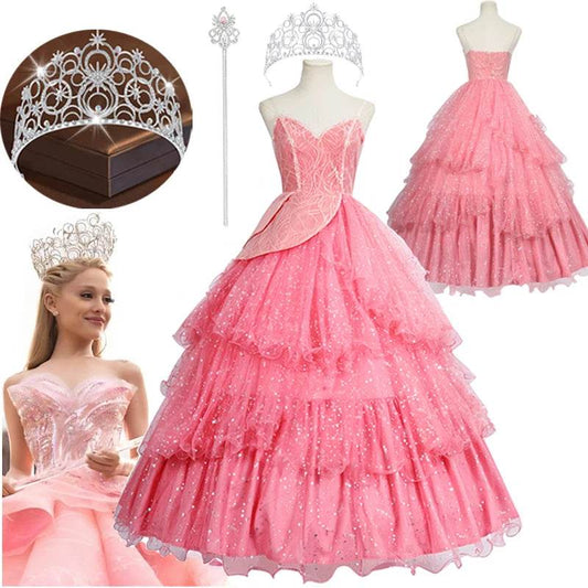 Glamorous Cosplay Costume Pink Glinda Dress For Women - ToylandEU