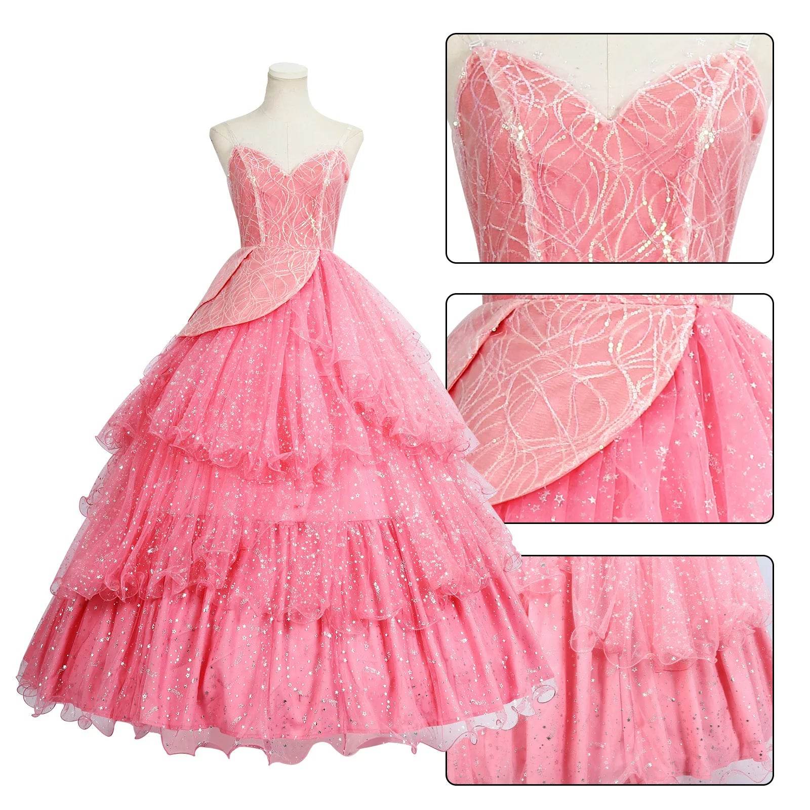 Glamorous Cosplay Costume Pink Glinda Dress For Women - ToylandEU