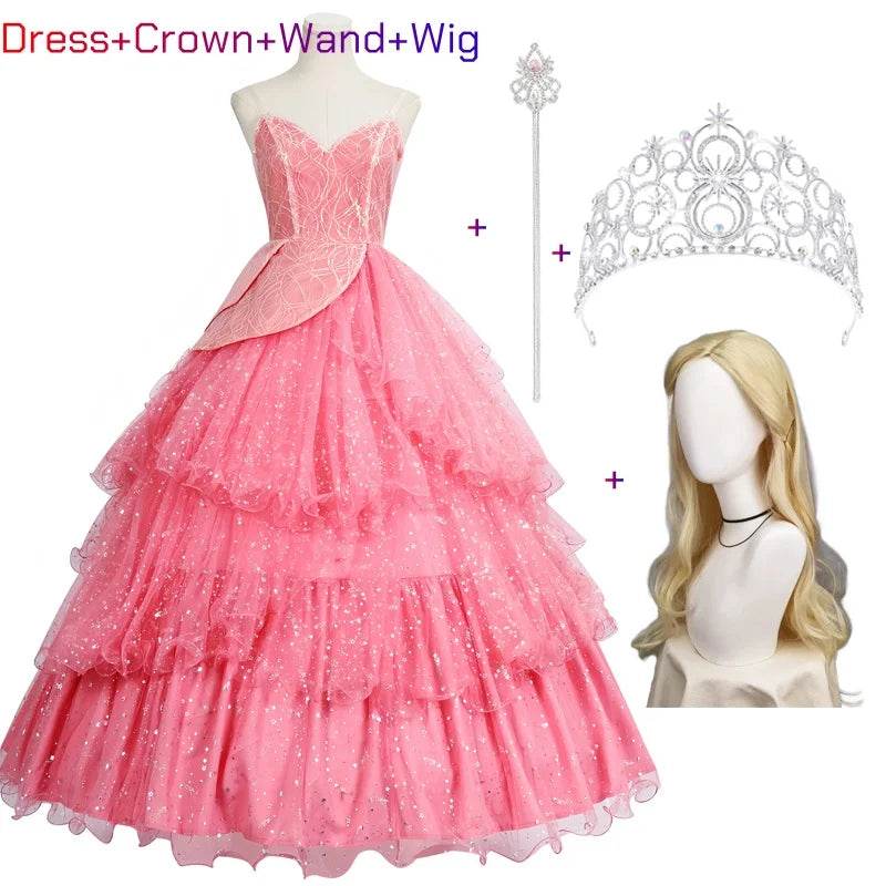 Glamorous Cosplay Costume Pink Glinda Dress For Women - ToylandEU