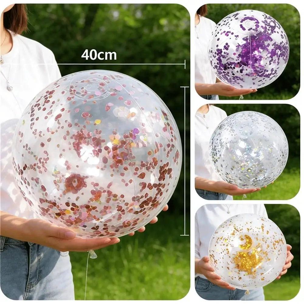  Glitter Inflatable Beach Ball 40cm Durable Pool Party -  ToylandEU™