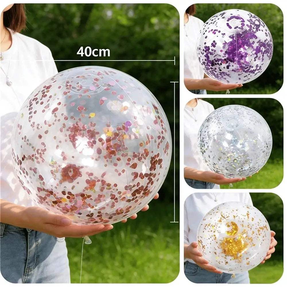  Glitter Inflatable Beach Ball 40cm Durable Pool Party -  ToylandEU™