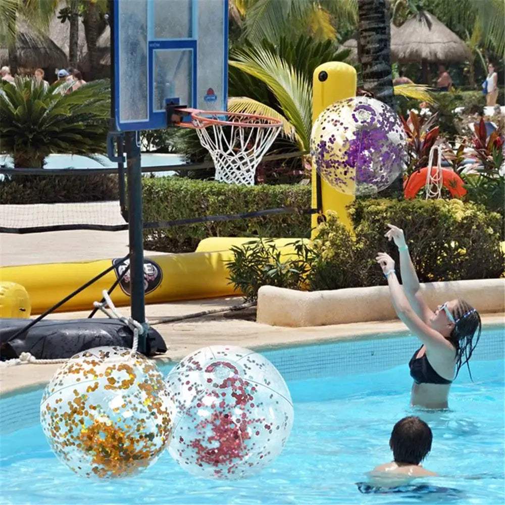  Glitter Inflatable Beach Ball 40cm Durable Pool Party -  ToylandEU™