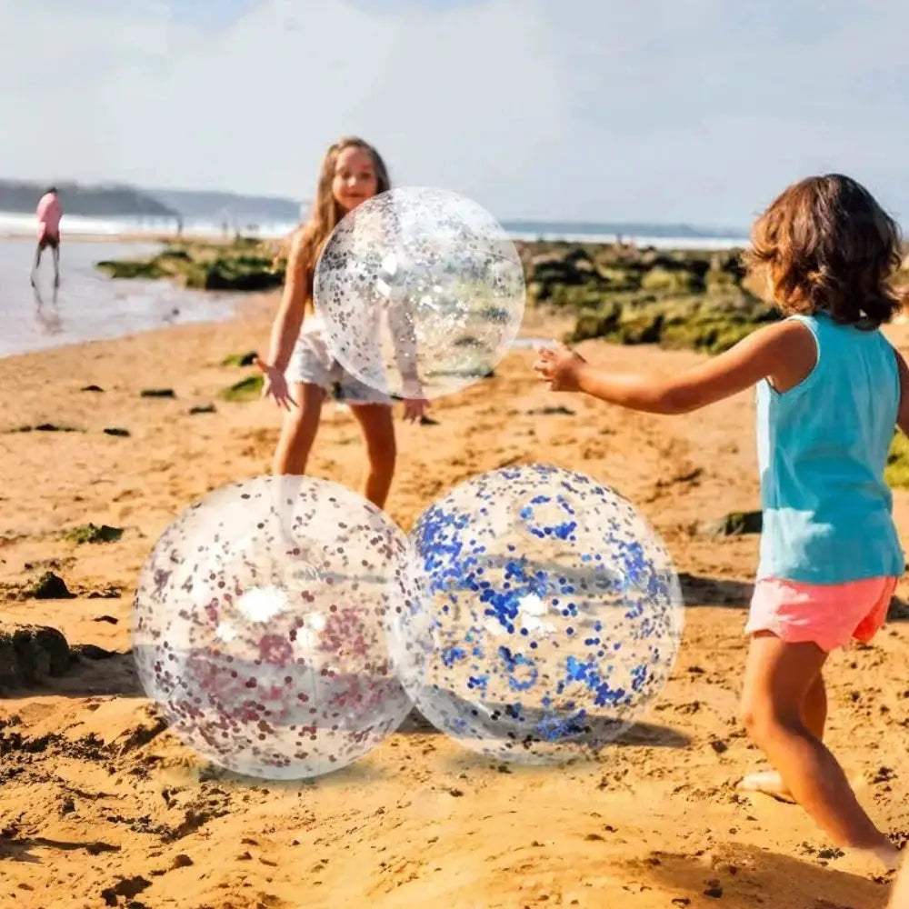  Glitter Inflatable Beach Ball 40cm Durable Pool Party -  ToylandEU™