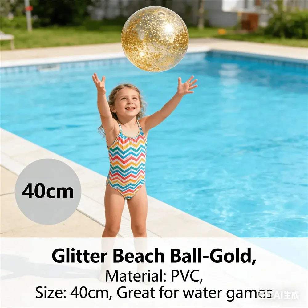  Glitter Inflatable Beach Ball 40cm Durable Pool Party -  ToylandEU™