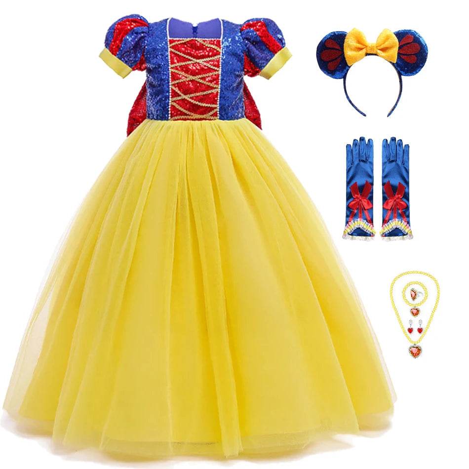 Glittering Princess Snow White Costume Sequined For Parties - ToylandEU