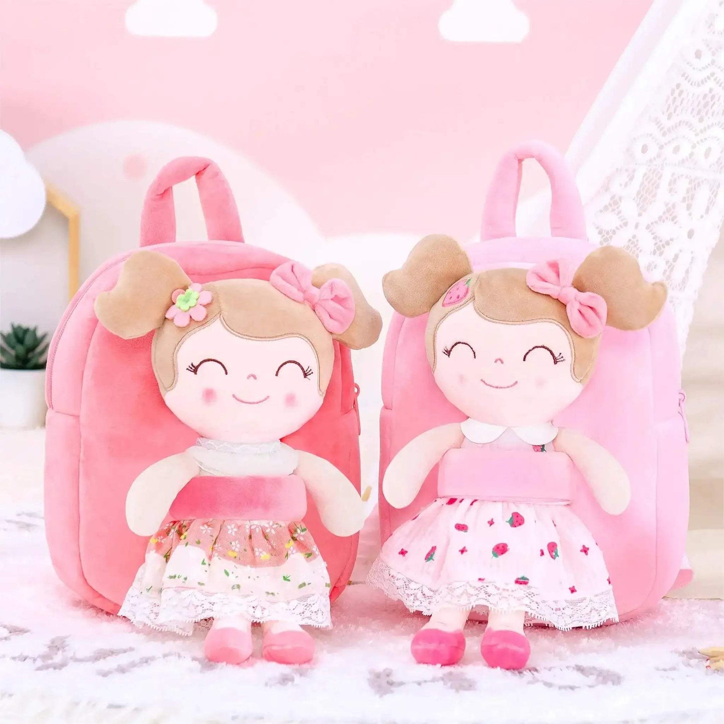 Gloveleya Plush Backpack for Baby Girls and Toddlers with Stuffed Doll Design - ToylandEU