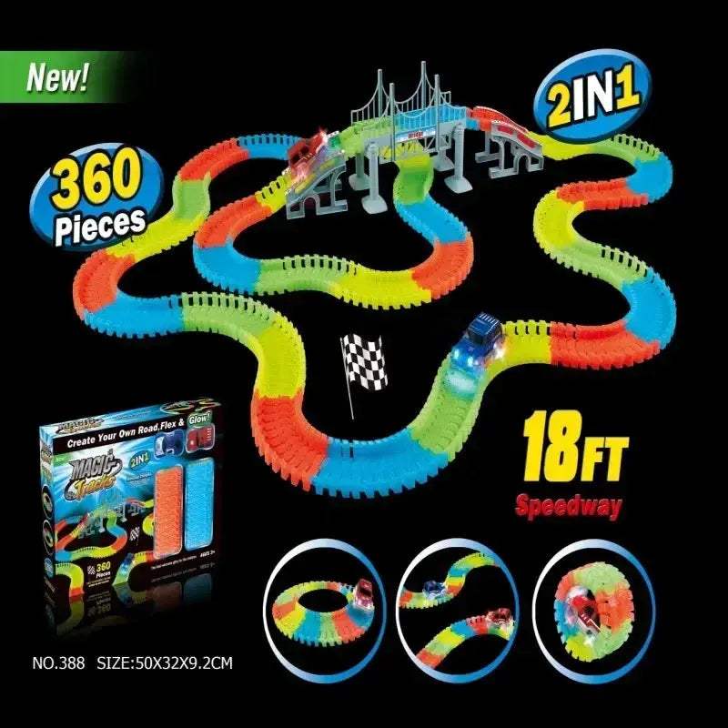 Glow In The Dark Electric Track Car Set For Children - ToylandEU
