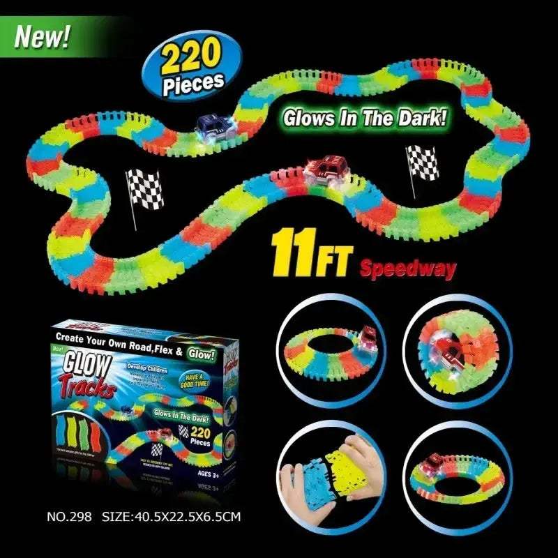 Glow In The Dark Electric Track Car Set For Children - ToylandEU