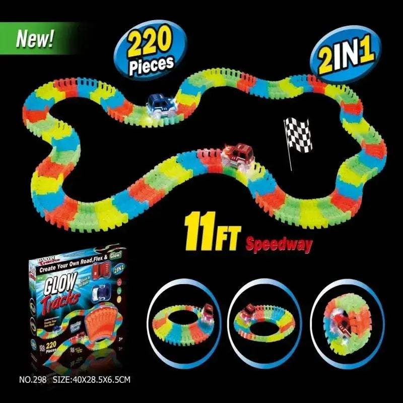 Glow In The Dark Electric Track Car Set For Children - ToylandEU