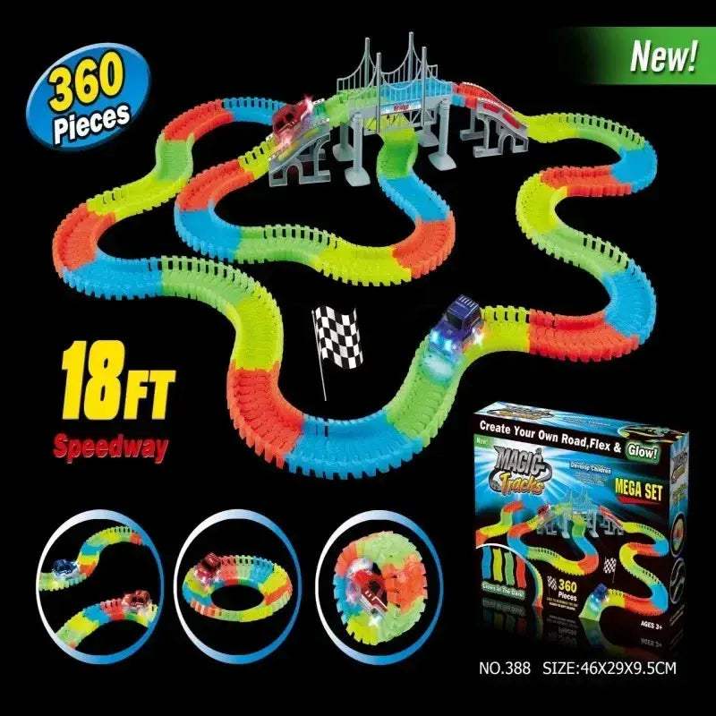 Glow In The Dark Electric Track Car Set For Children - ToylandEU