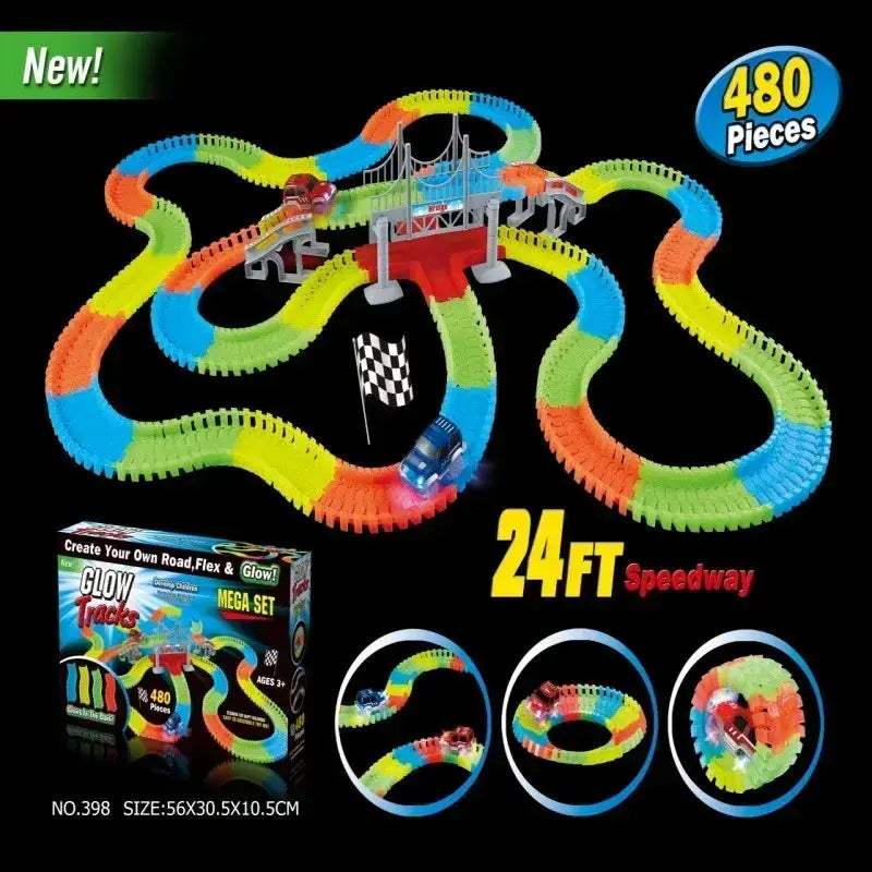 Glow In The Dark Electric Track Car Set For Children - ToylandEU