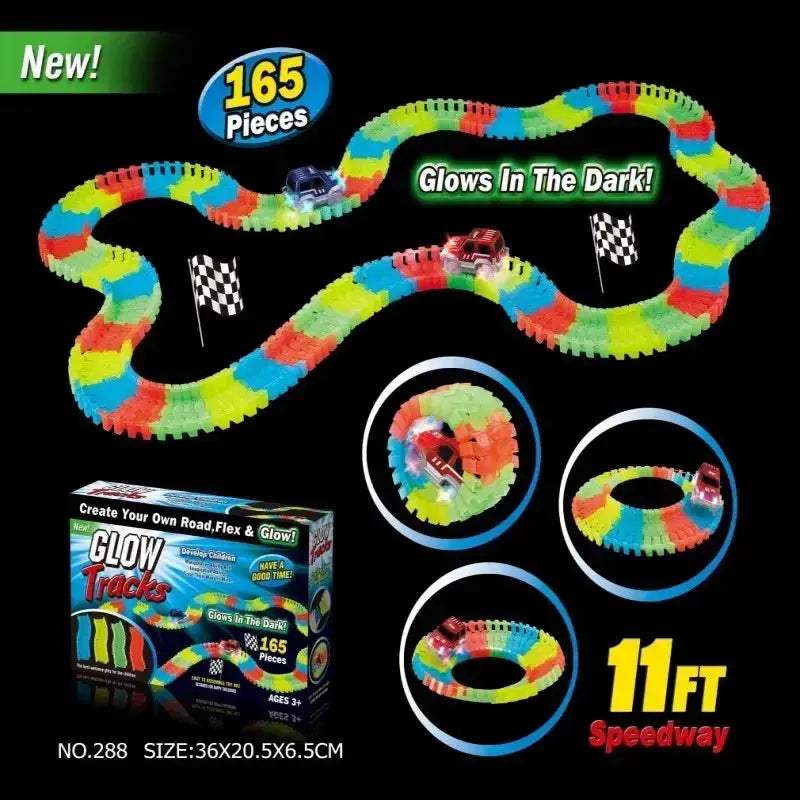 Glow In The Dark Electric Track Car Set For Children - ToylandEU