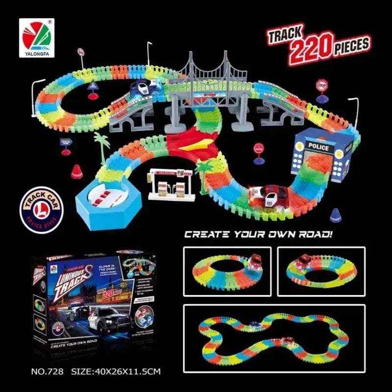 Glow In The Dark Electric Track Car Set For Children - ToylandEU