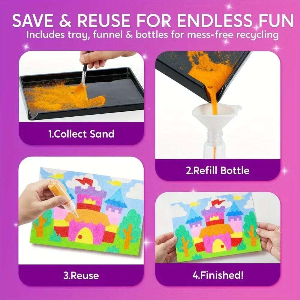 Glow Sand Art Kit With 14 Colors And Fantasy Templates - ToylandEU