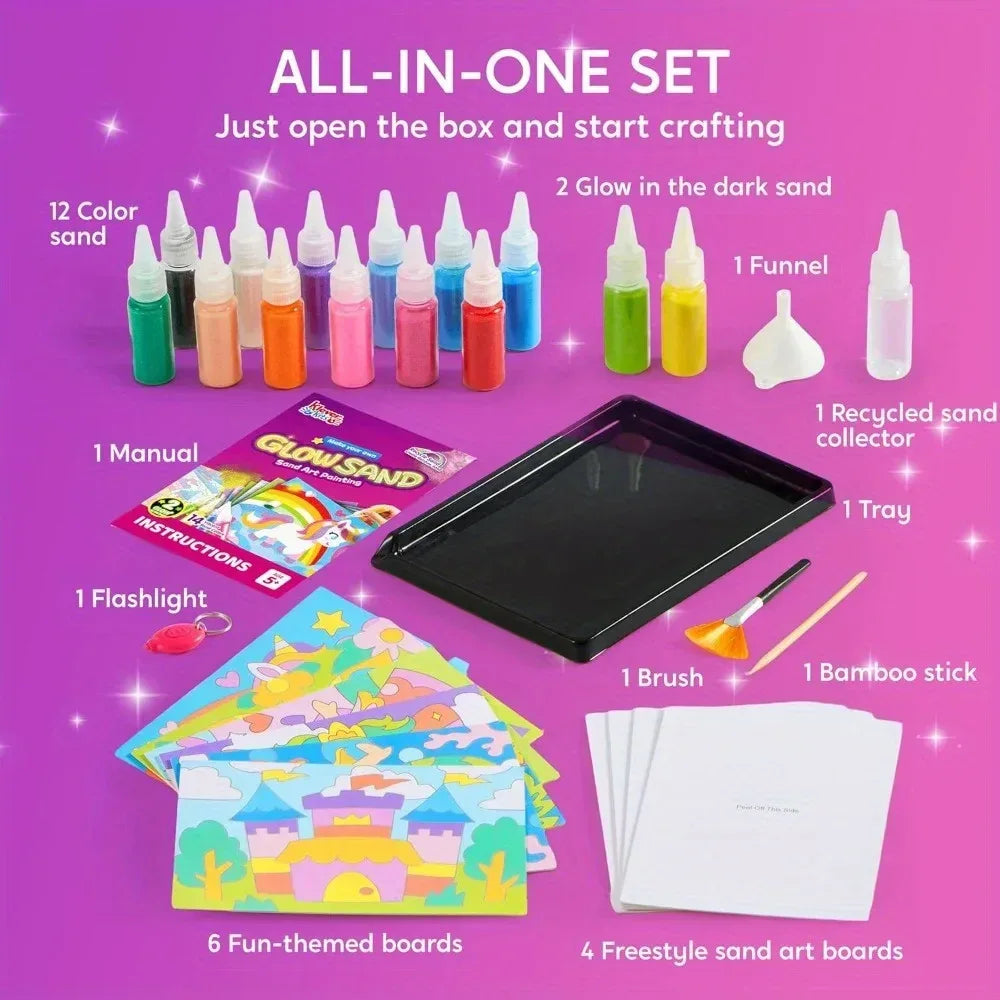 Glow Sand Art Kit With 14 Colors And Fantasy Templates - ToylandEU