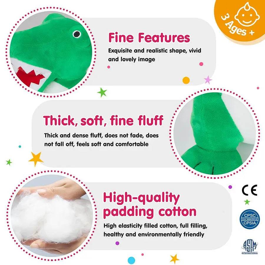 Glow-in-the-Dark 25cm Green T-Rex Plush Toy with Colorful LED Lights - ToylandEU