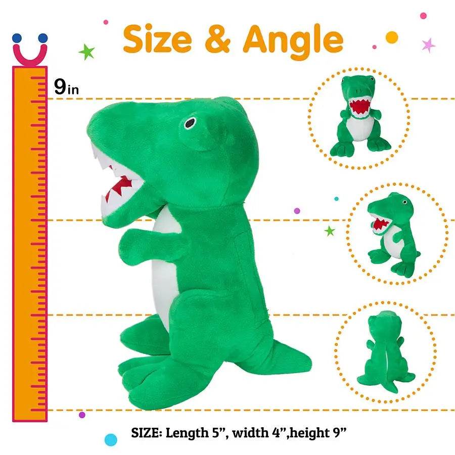 Glow-in-the-Dark 25cm Green T-Rex Plush Toy with Colorful LED Lights - ToylandEU