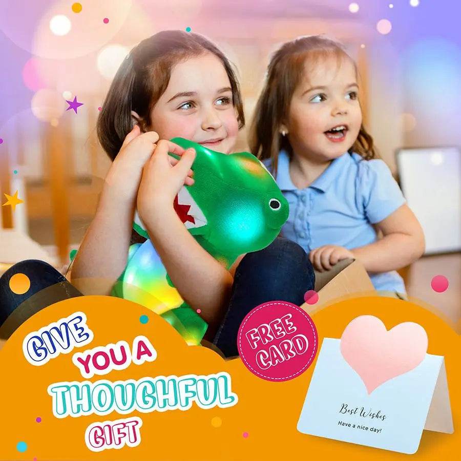 Glow-in-the-Dark 25cm Green T-Rex Plush Toy with Colorful LED Lights - ToylandEU