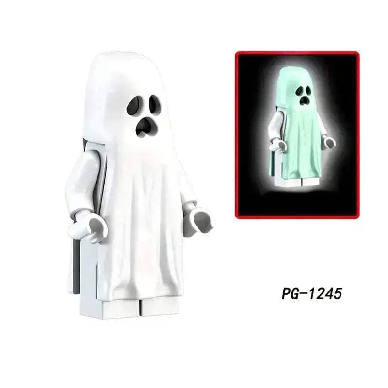 Glow In The Dark Ghost Figure, ABS Plastic, Translucent White, Compatible With Bricks - ToylandEU
