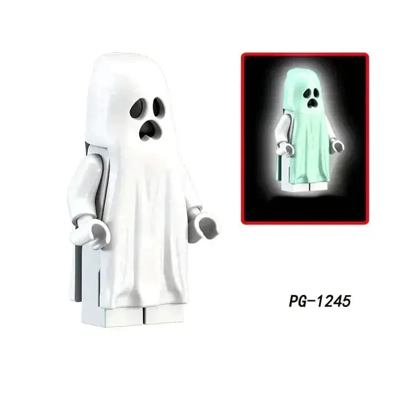 Glow In The Dark Ghost Figure, ABS Plastic, Translucent White, Compatible With Bricks - ToylandEU
