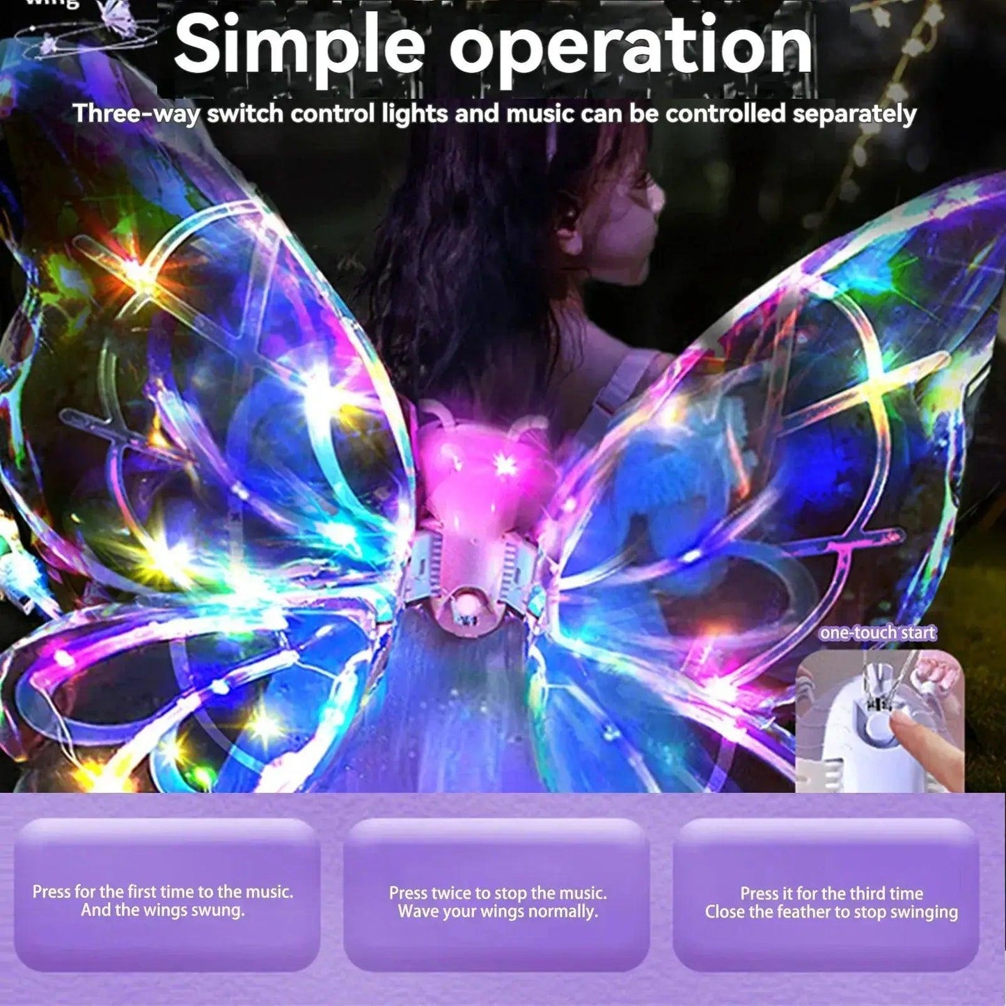  Glowing Fairy Wings Flashing for Kids Backpiece Costume -  ToylandEU™