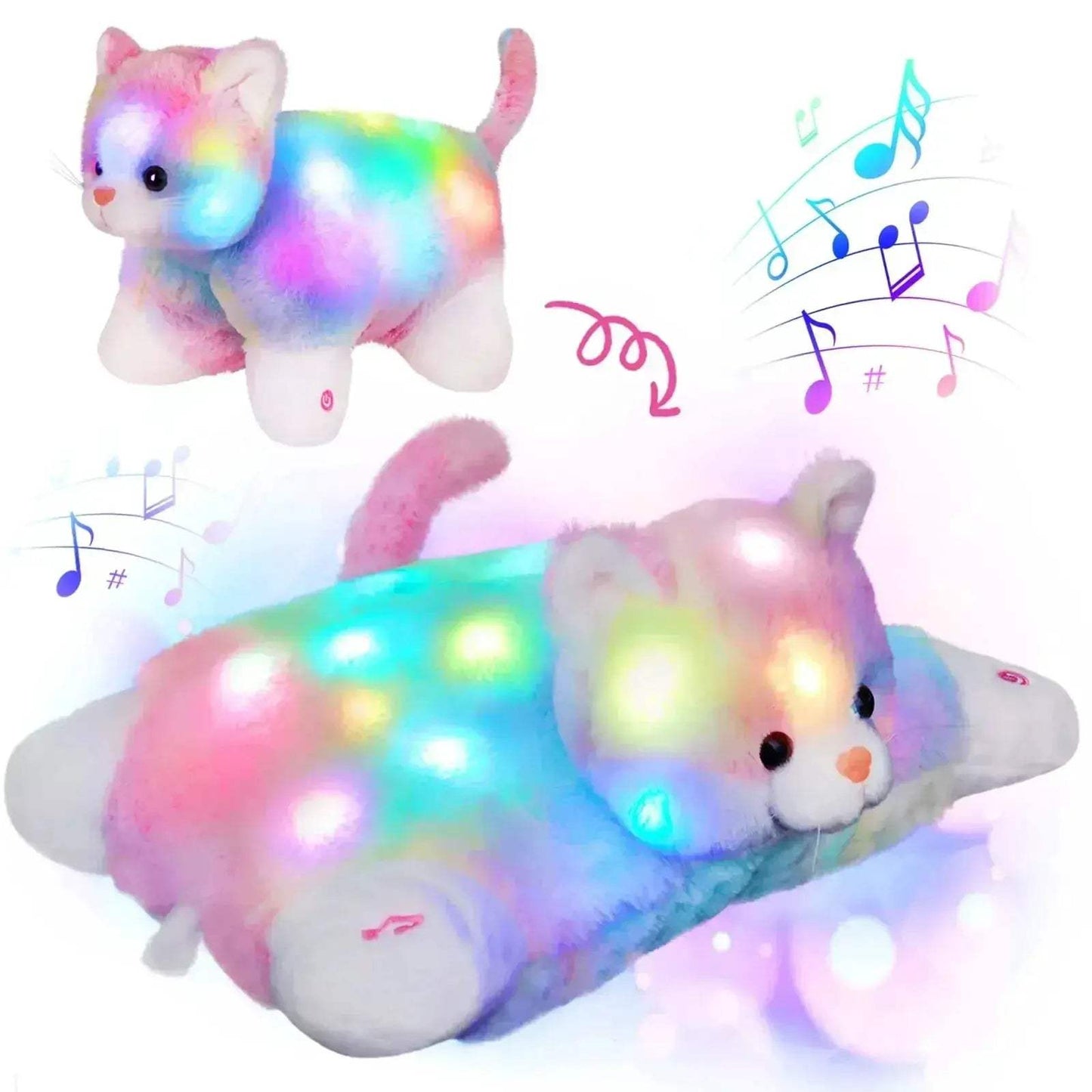 Glowing LED Kitty Plush Pillow For Kids With Soothing Lullabies - ToylandEU