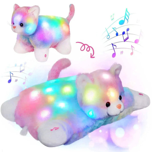  Glowing LED Kitty Plush Pillow For Kids Soothing Lullabies -  ToylandEU™