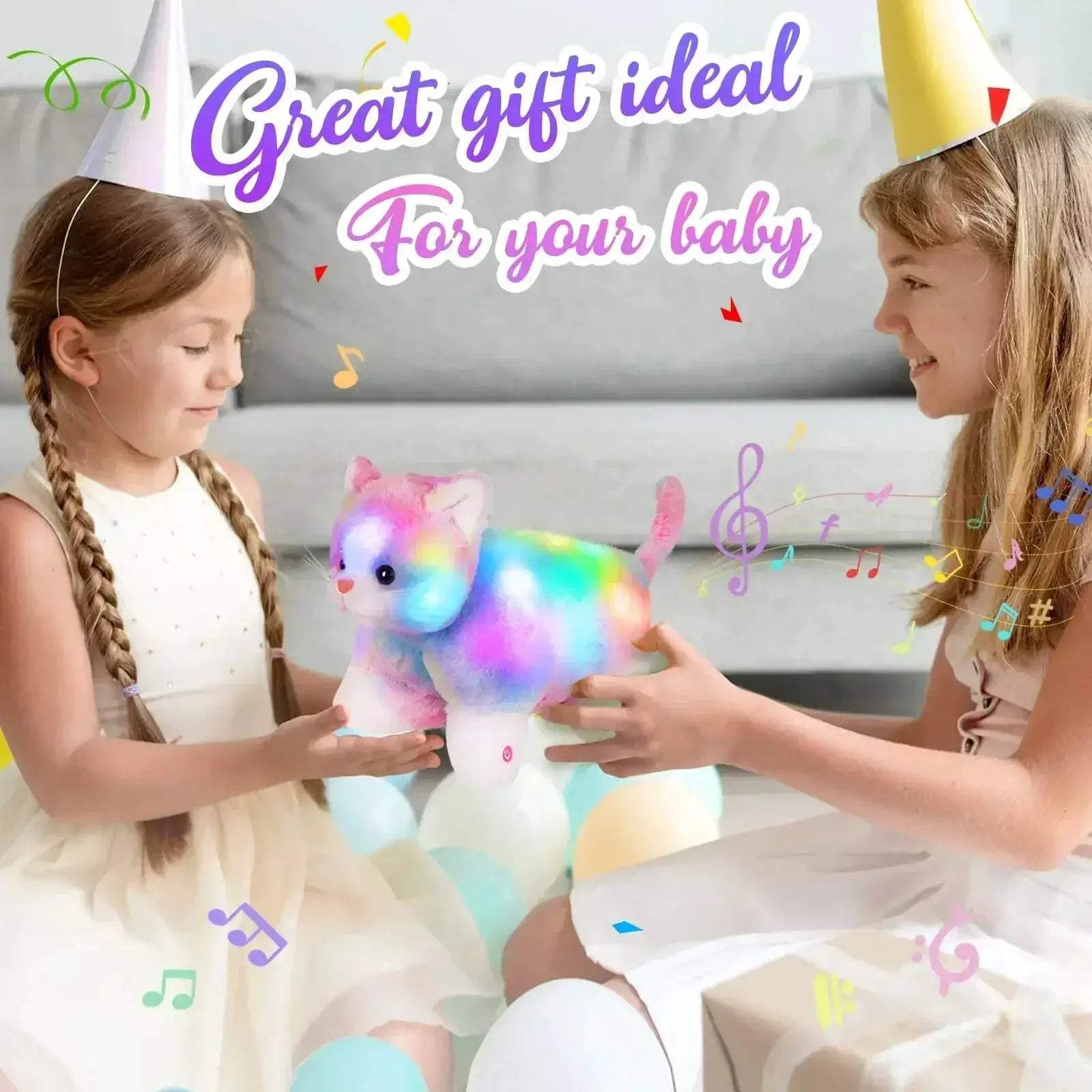 Glowing LED Kitty Plush Pillow For Kids With Soothing Lullabies - ToylandEU