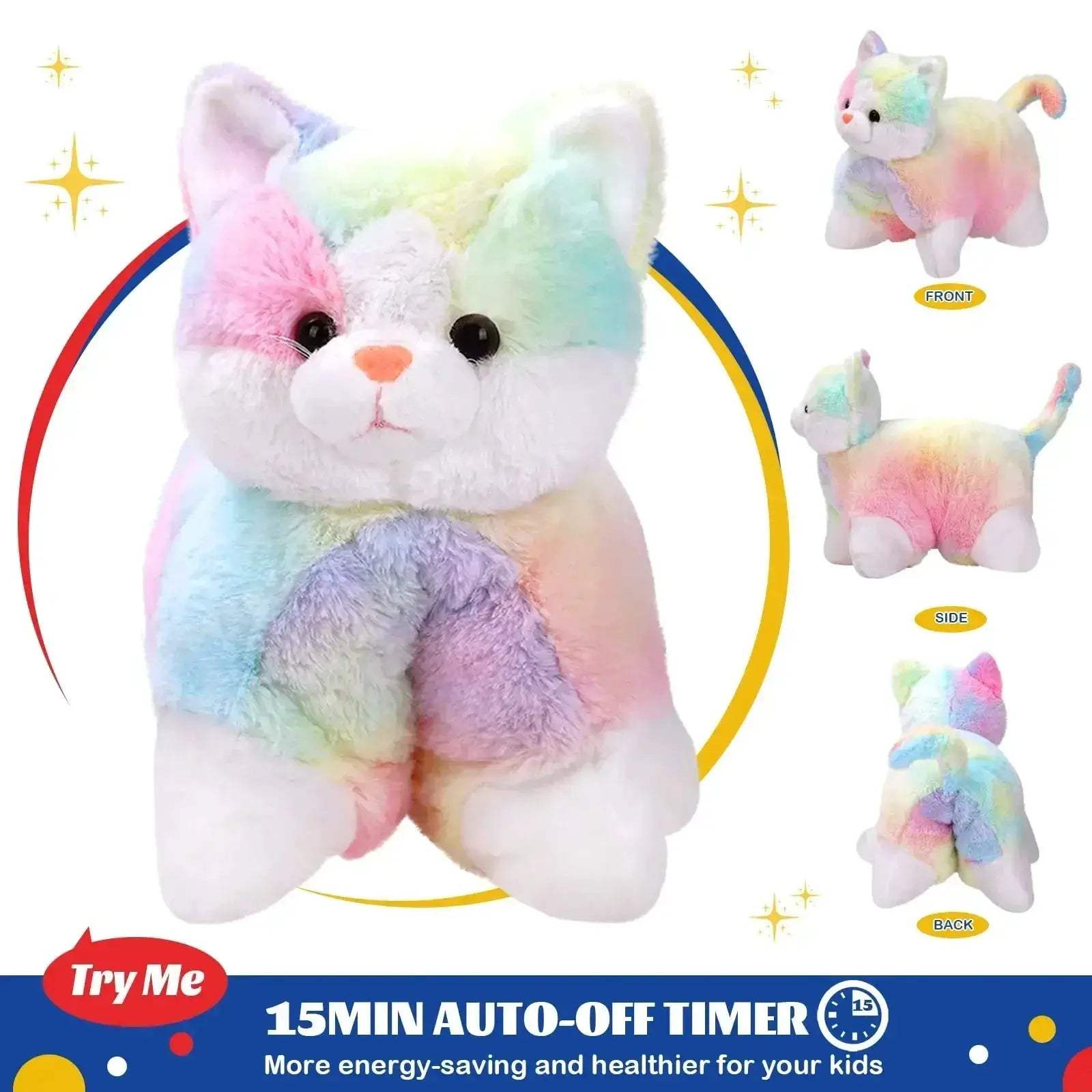 Glowing LED Kitty Plush Pillow For Kids With Soothing Lullabies - ToylandEU