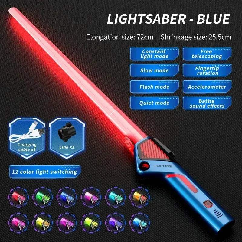 Glowing Laser Sword Toy Telescopic 2-in-1 Lightsaber - ToylandEU
