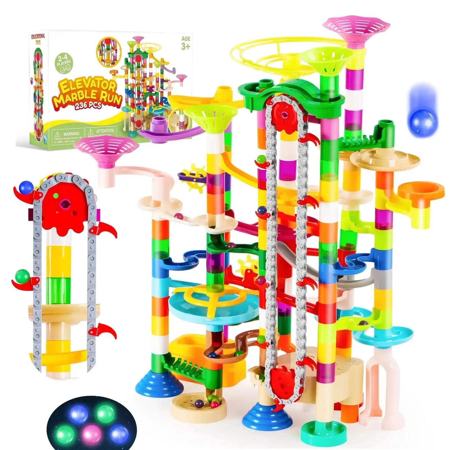 Glowing Marble Run Set With Motorized Elevator For STEM Kids - ToylandEU