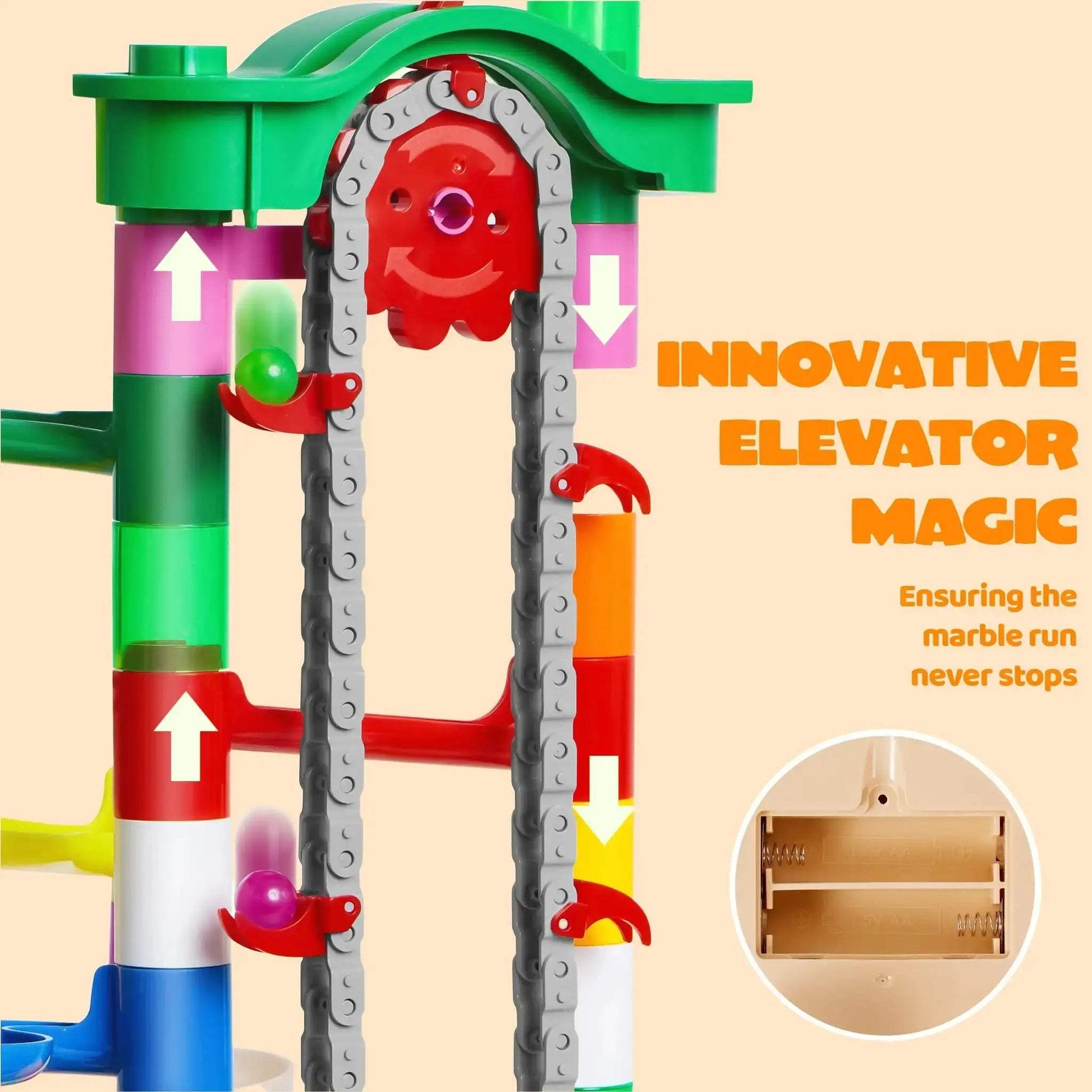 Glowing Marble Run Set With Motorized Elevator For STEM Kids - ToylandEU