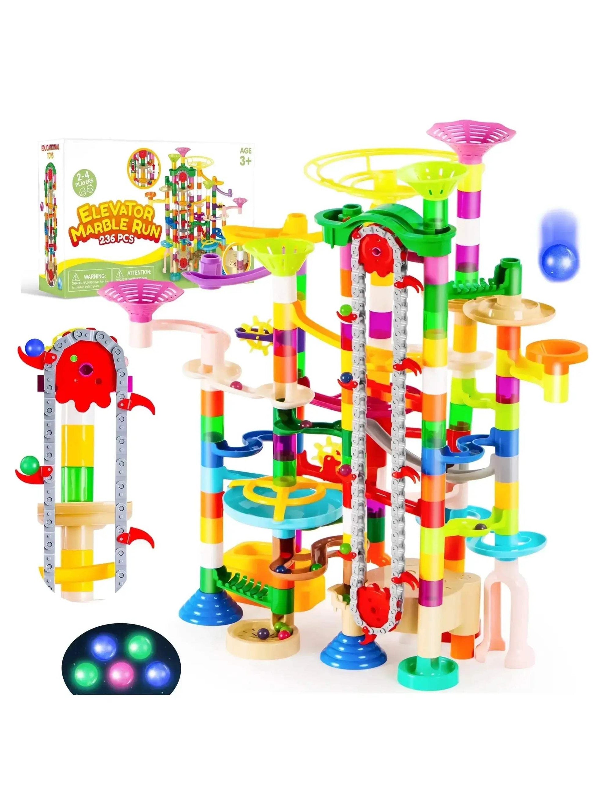 Glowing Marble Run Set With Motorized Elevator For STEM Kids - ToylandEU