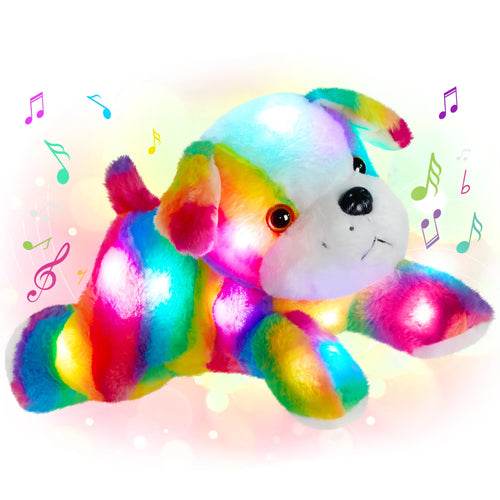 Glowing Rainbow Cat Plush Toy with Music - Adorable Night Light Buddy - ToylandEU