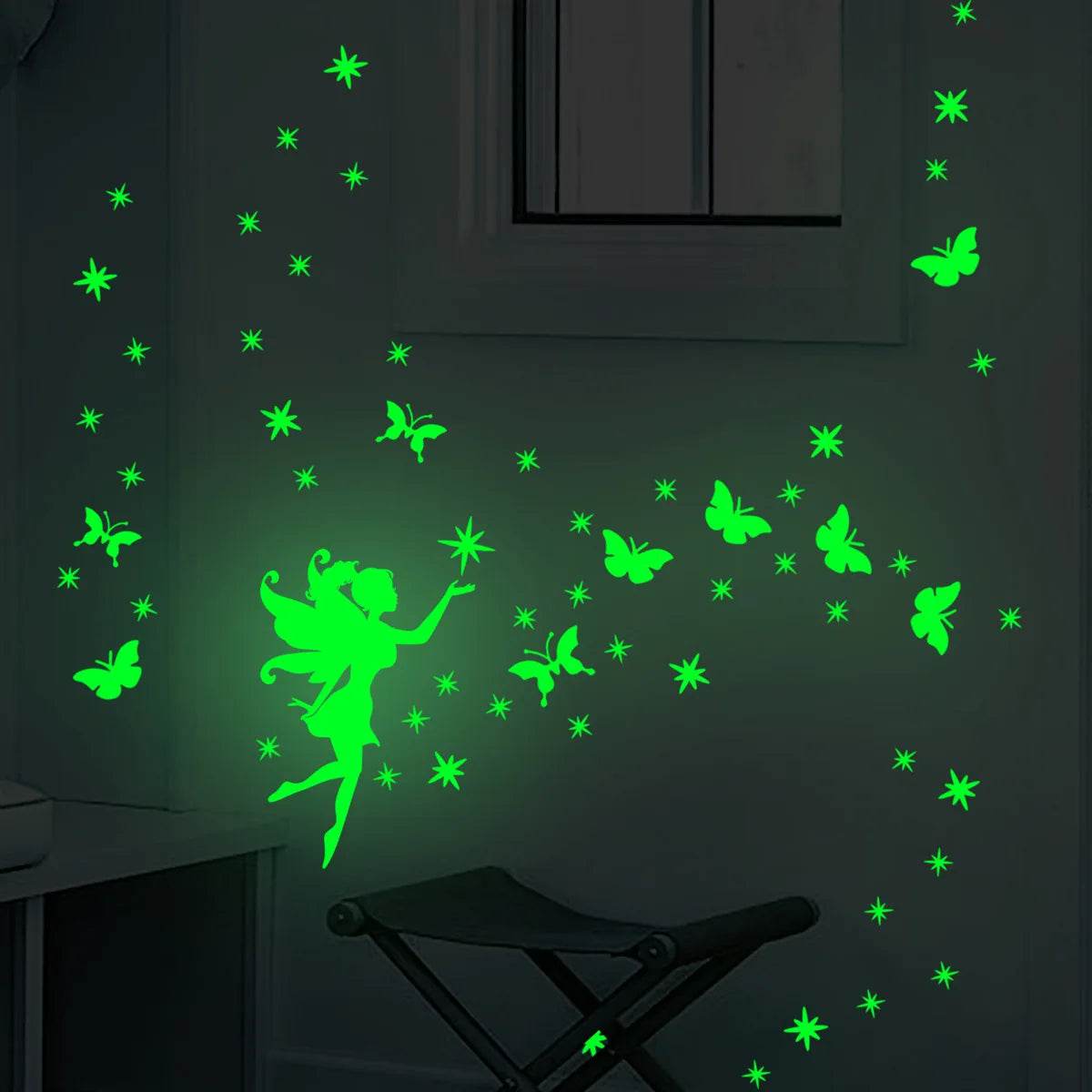 Glowing Wall Sticker Fairy Stars And Butterfly Kids Room - ToylandEU