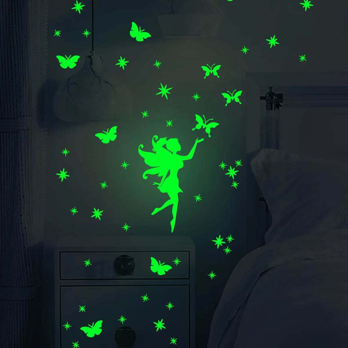Glowing Wall Sticker Fairy Stars And Butterfly Kids Room - ToylandEU