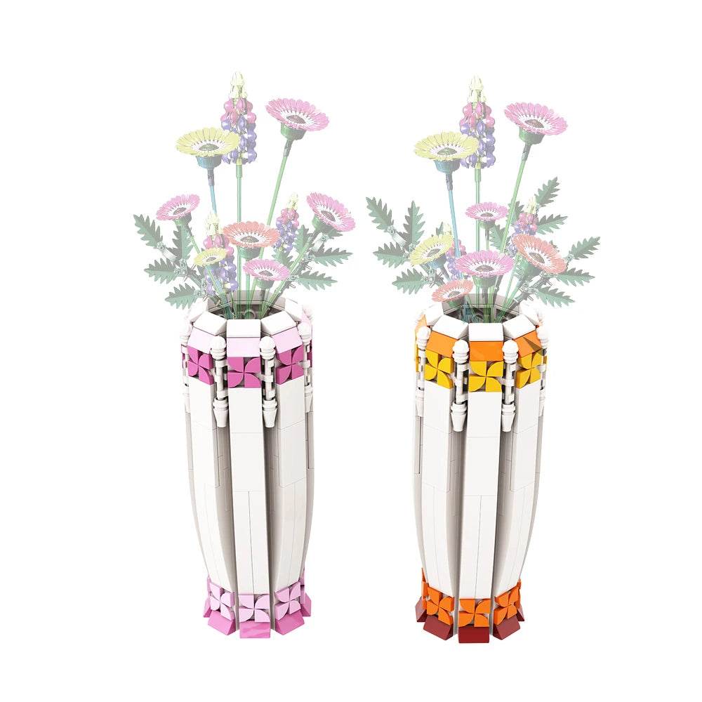 Gobricks MOC Color Vase of Sunflower Flower Vase Building Bricks MOC - ToylandEU