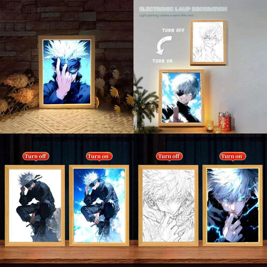 Gojo LED Light Painting Picture Frame, Anime Jujutsu Kaisen JJK Gifts 6 x 9 in