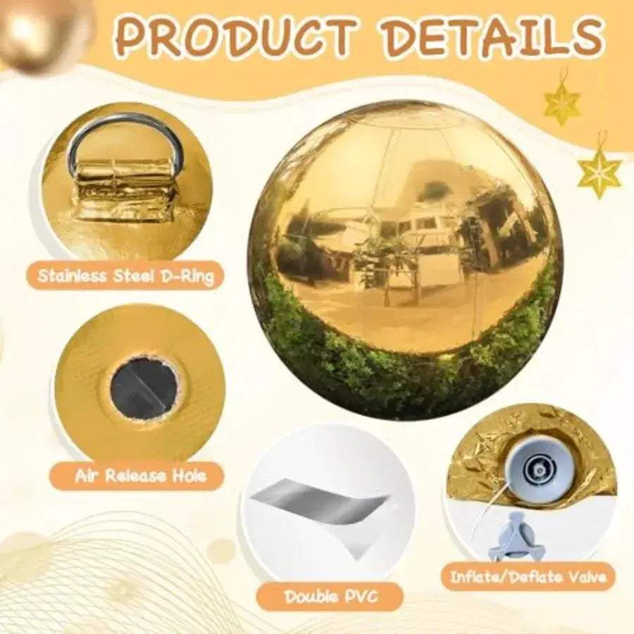 Gold Inflatable Mirror Ball Decor Set With Electric Pump - ToylandEU