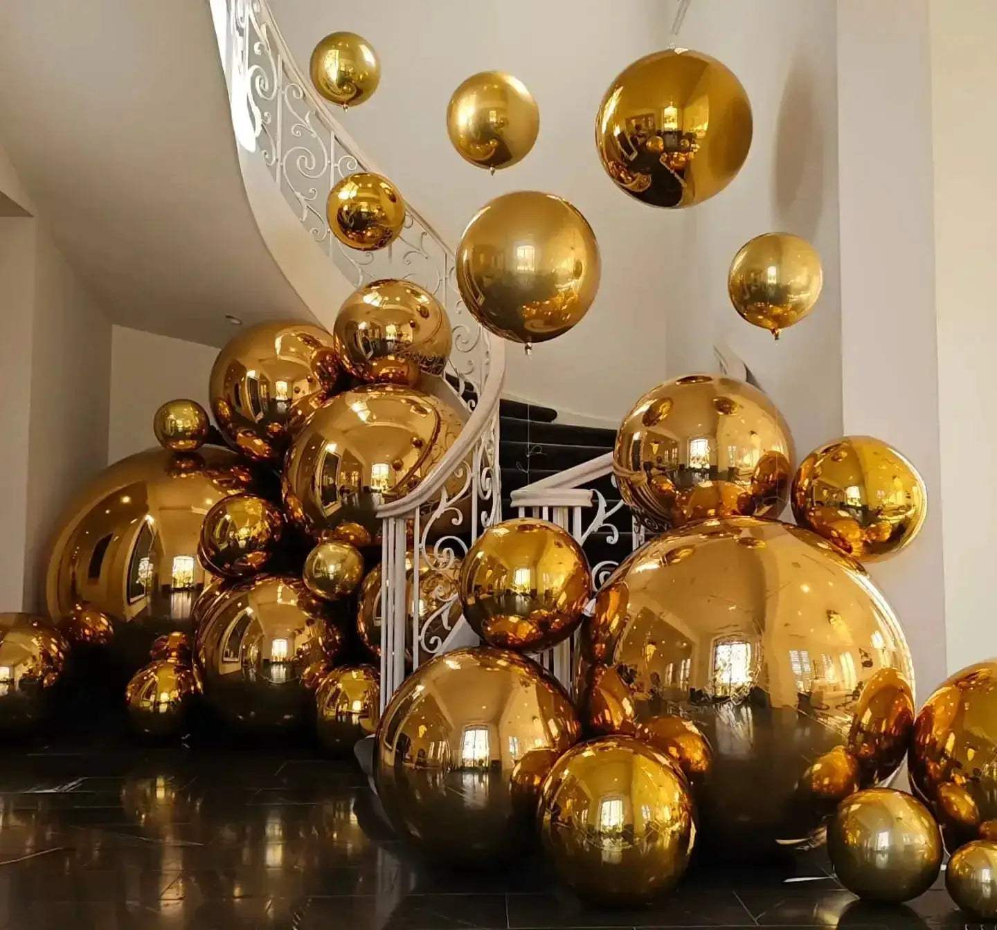 Gold Inflatable Mirror Ball Set Large Airtight Great For Events - ToylandEU