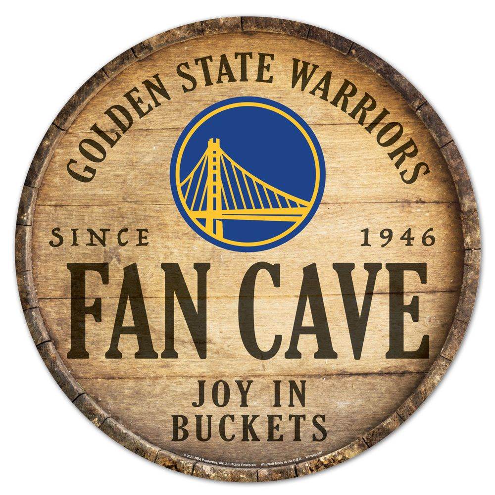 Golden State Warriors Wood Sign 14 Inch Round Barrel Top - ToylandEU