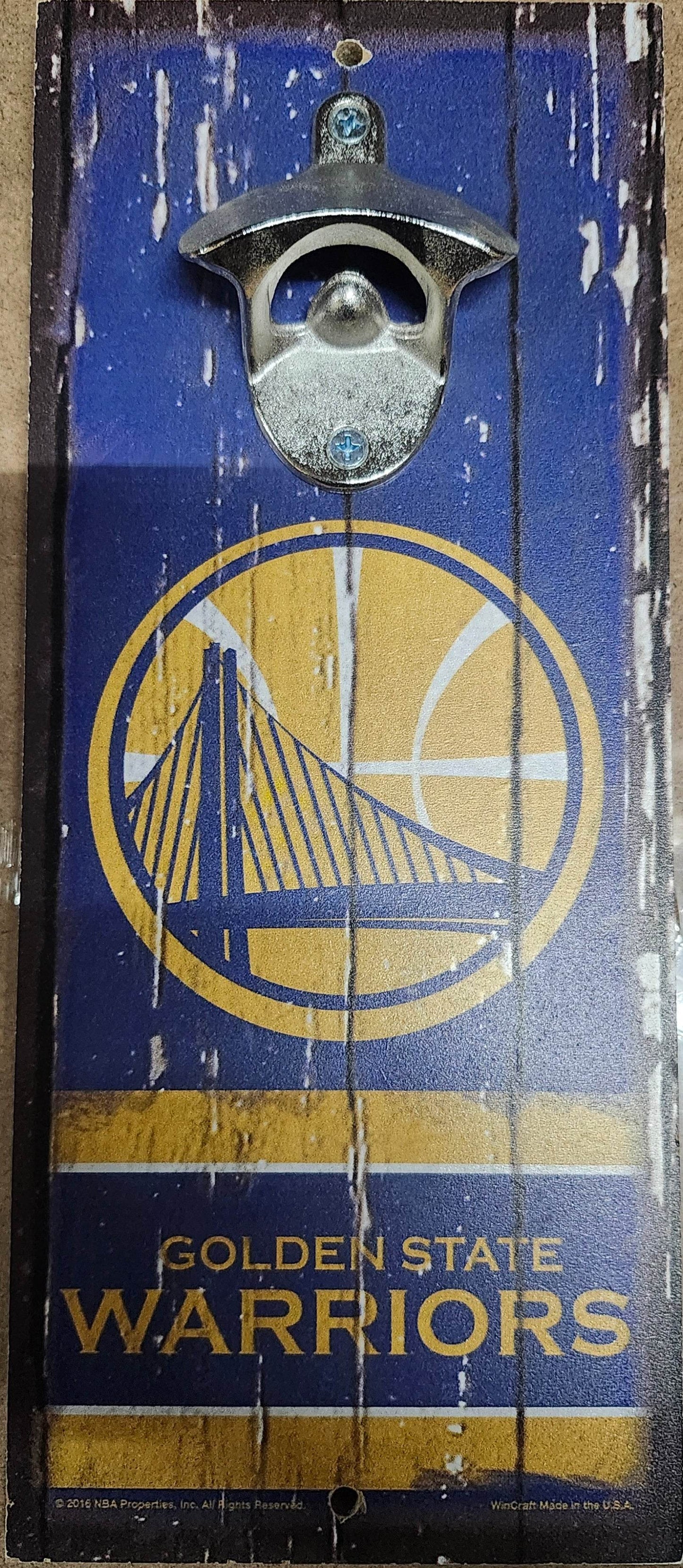 Golden State Warriors Wooden Sign Bottle Opener 5x11 - ToylandEU