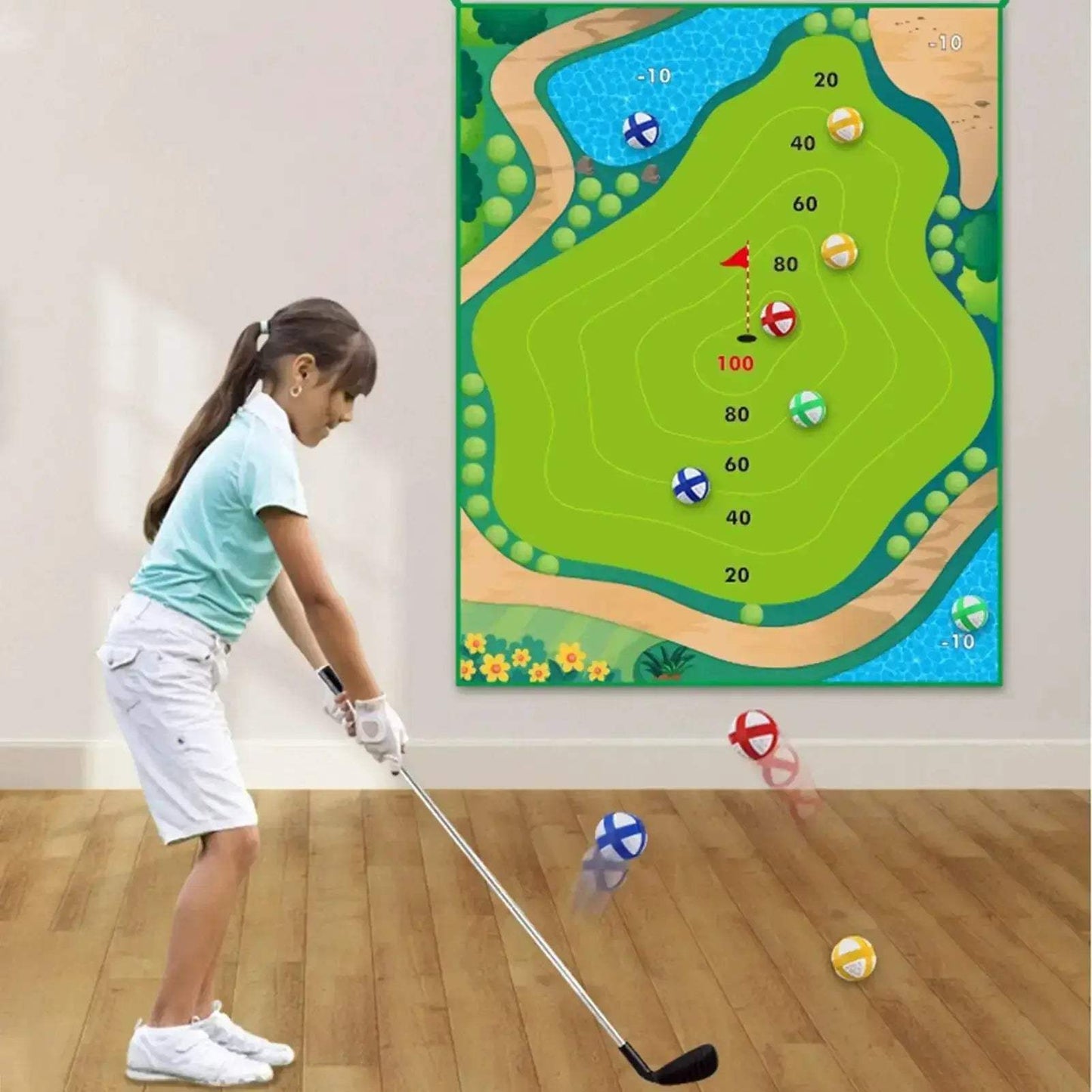 Golf Chipping Game With Sticky Putting Green Mat Indoor Play - ToylandEU