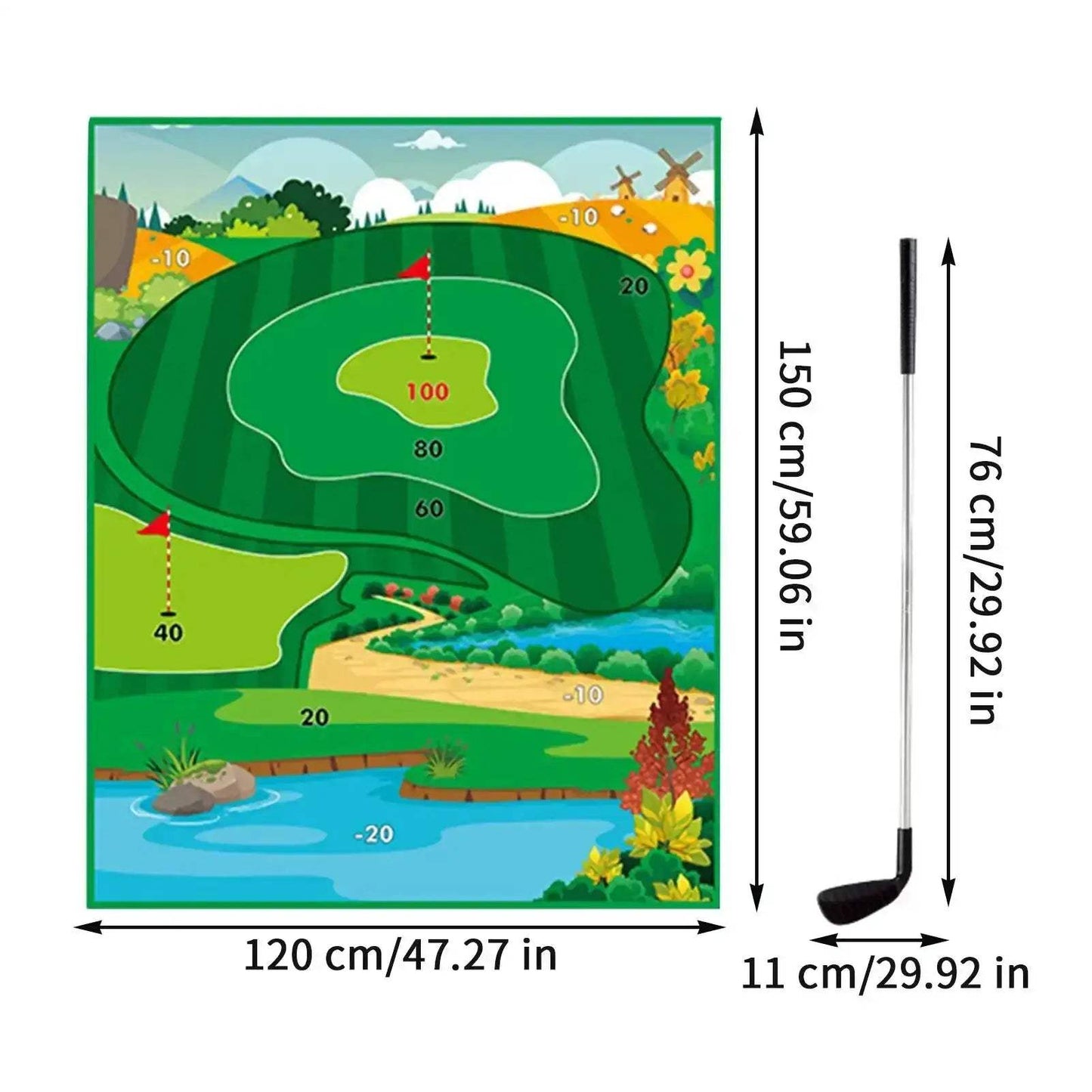 Golf Chipping Game With Sticky Putting Green Mat Indoor Play - ToylandEU