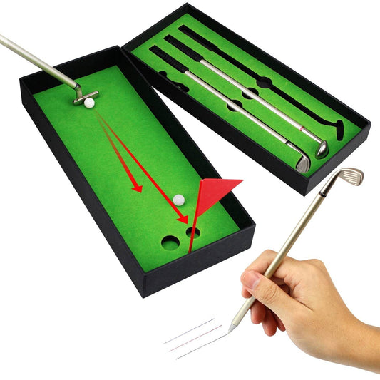 Golf Themed Pen Set - 3 Stylish Golf Ball Pens with Display Box - ToylandEU