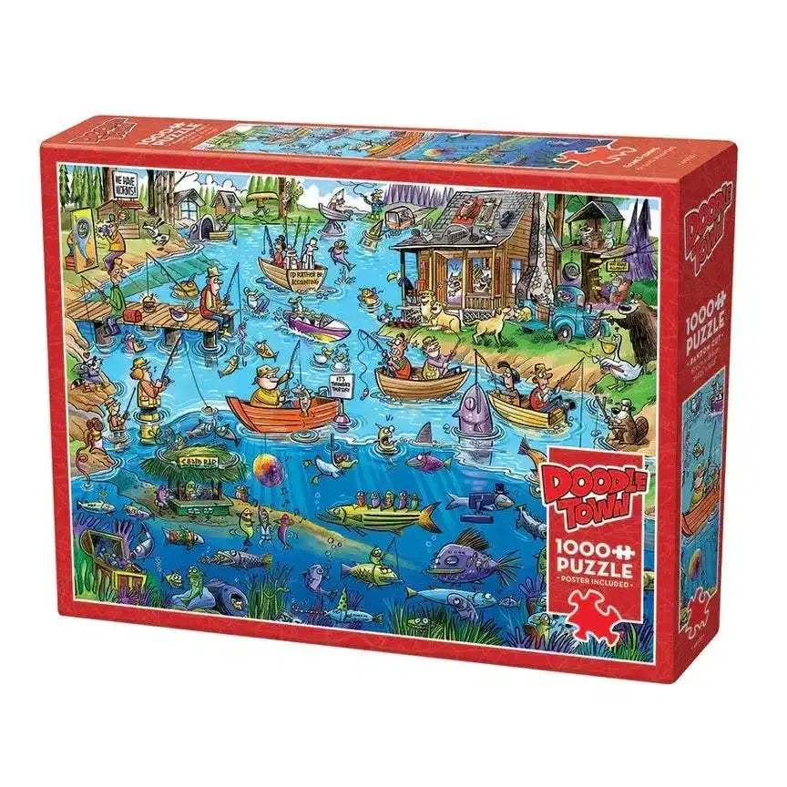 Gone Fishing Doodle Town 1000 Piece Jigsaw Puzzle Fun Artwork - ToylandEU