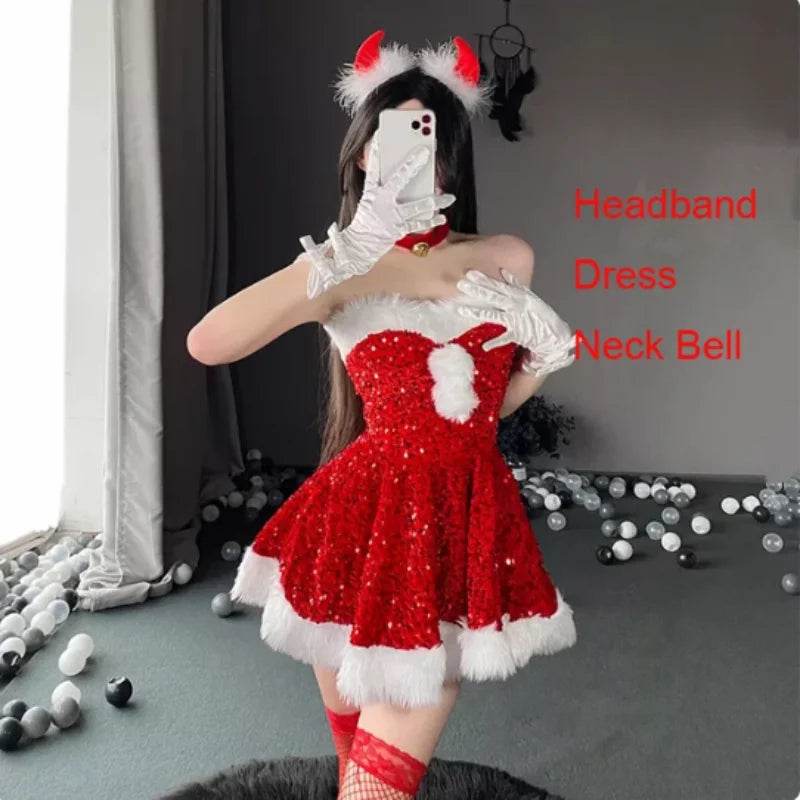 Gorgeous Sexy Bunny Cosplay Costume Golden Christmas Women - ToylandEU