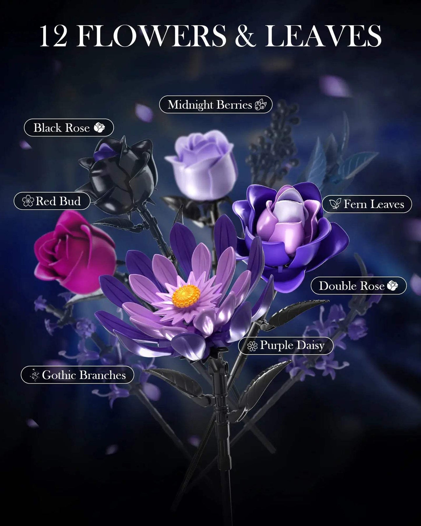  Gothic Bouquet Building Blocks Gift Set With Vase -  ToylandEU™