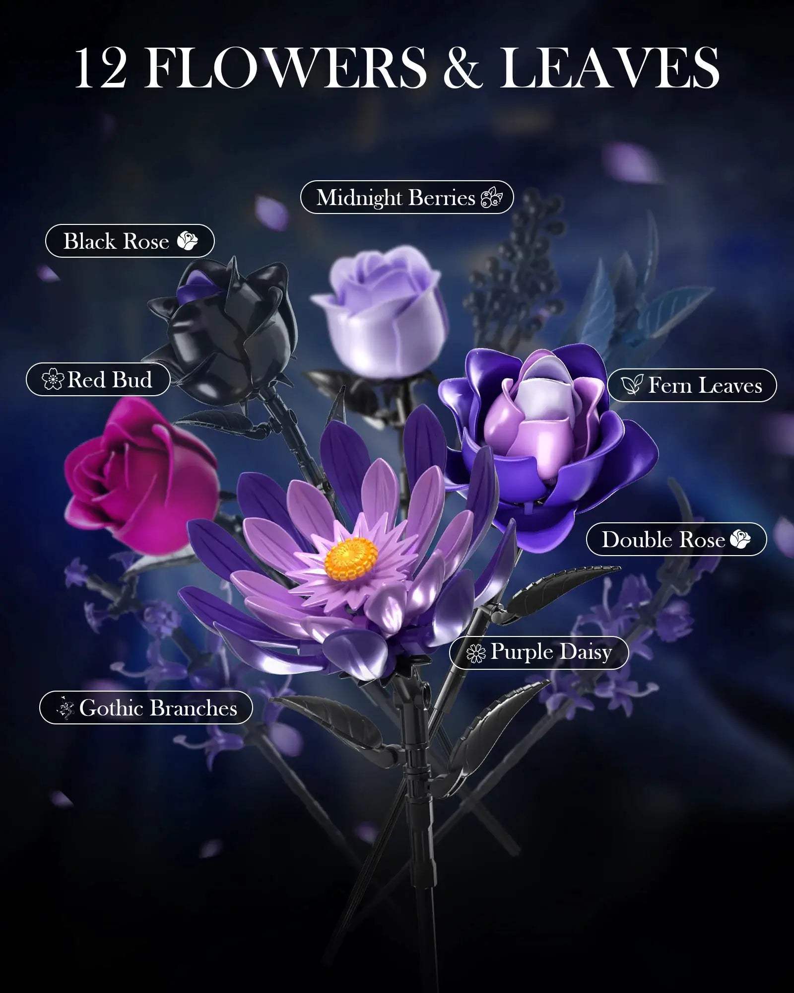  Gothic Bouquet Building Blocks Gift Set With Vase -  ToylandEU™