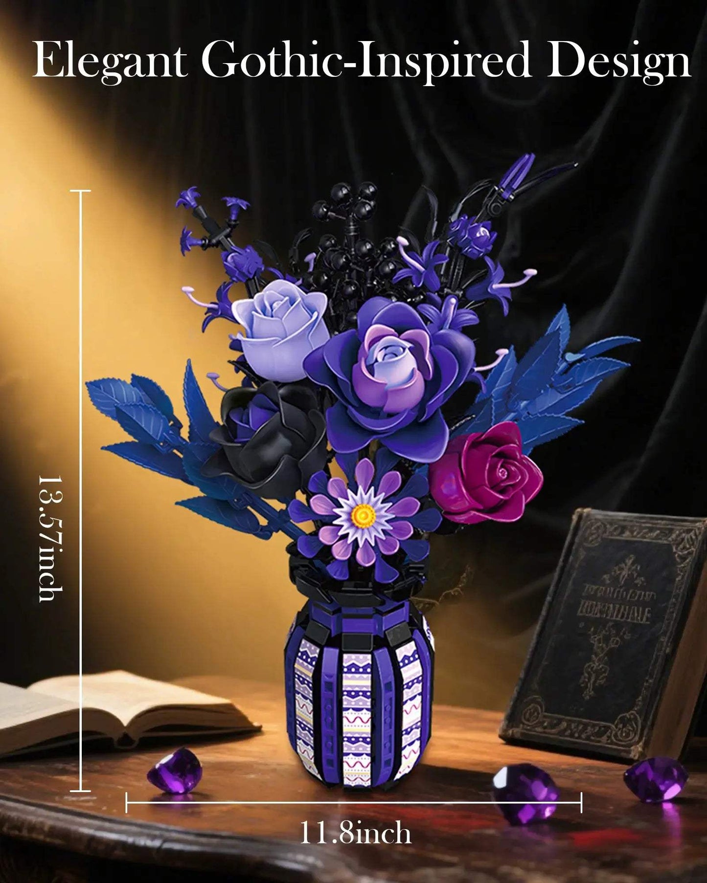  Gothic Bouquet Building Blocks Gift Set With Vase -  ToylandEU™